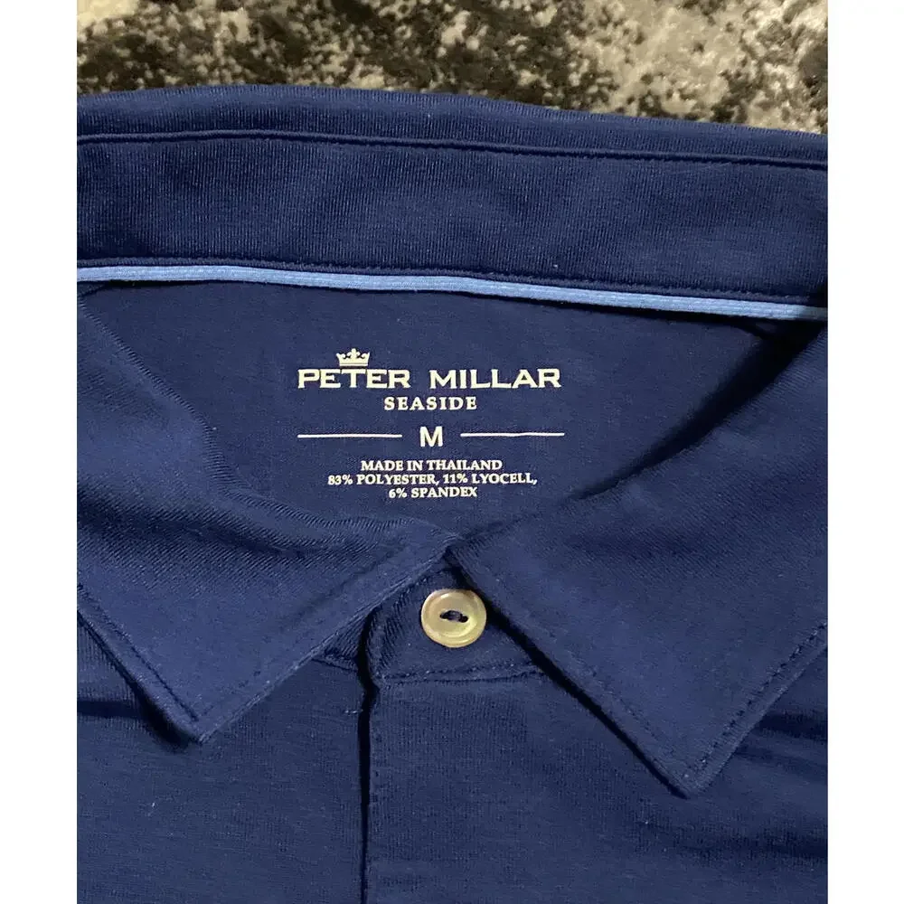 Peter Millar Solid Blue Seaside Polo Shirt Men's Medium - Picture 4 of 4